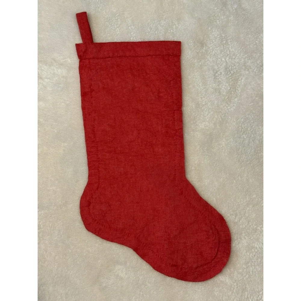 VTG‎ Columbia Minerva SKATING BUNNIES Crewel Felt Christmas Stocking FINISHED